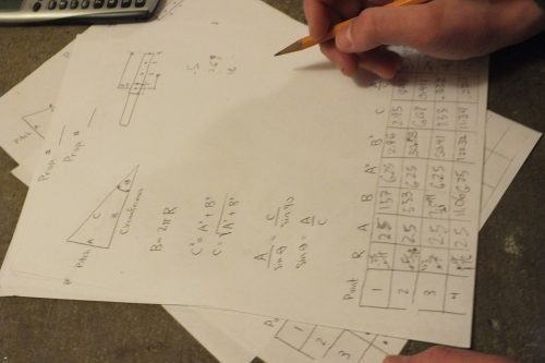 The team's form for calculating propeller pitch.