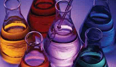 glasses filled with chemicals of different colors