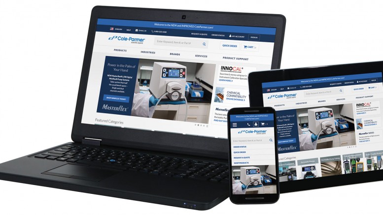 Cole-Parmer web site can be accessed from any device.