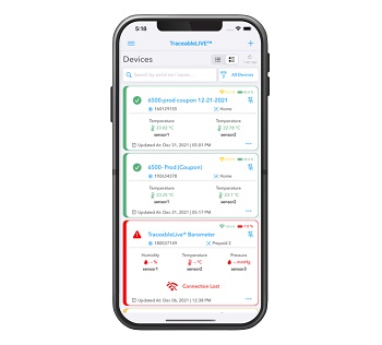 TraceableLIVE devices dashboard